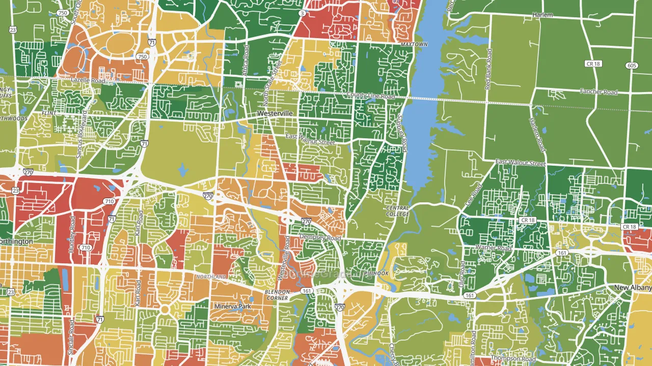 43081, OH Map of Theft Rates