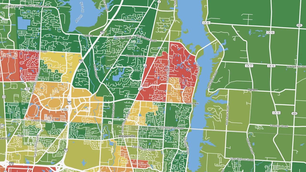 43082, OH Map of Theft Rates