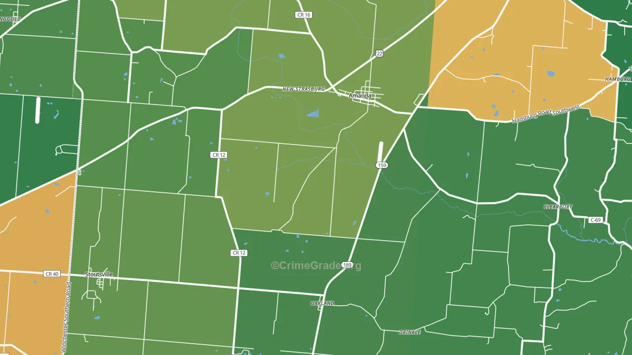 43102, OH Map of Theft Rates