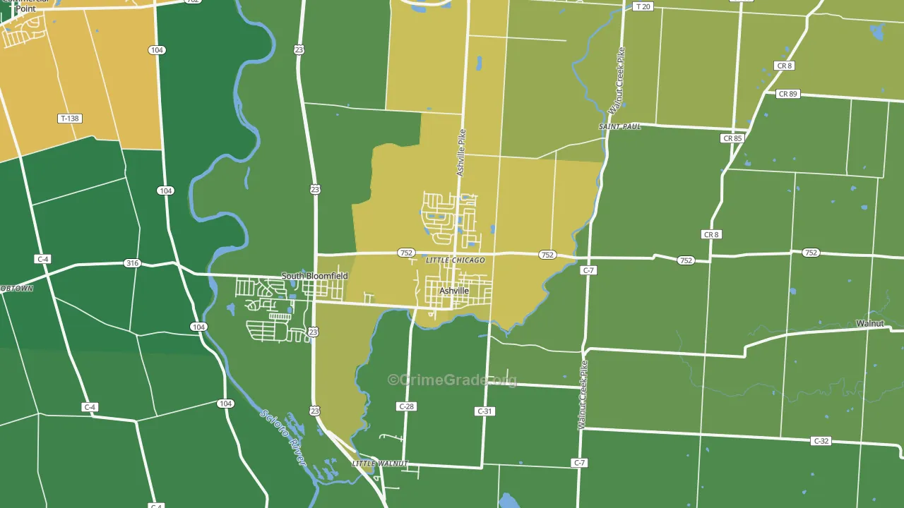 43103, OH Map of Theft Rates