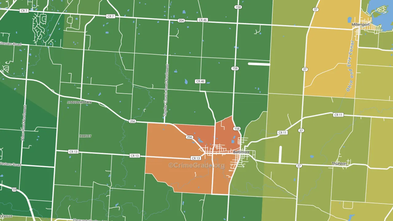 43105, OH Map of Theft Rates