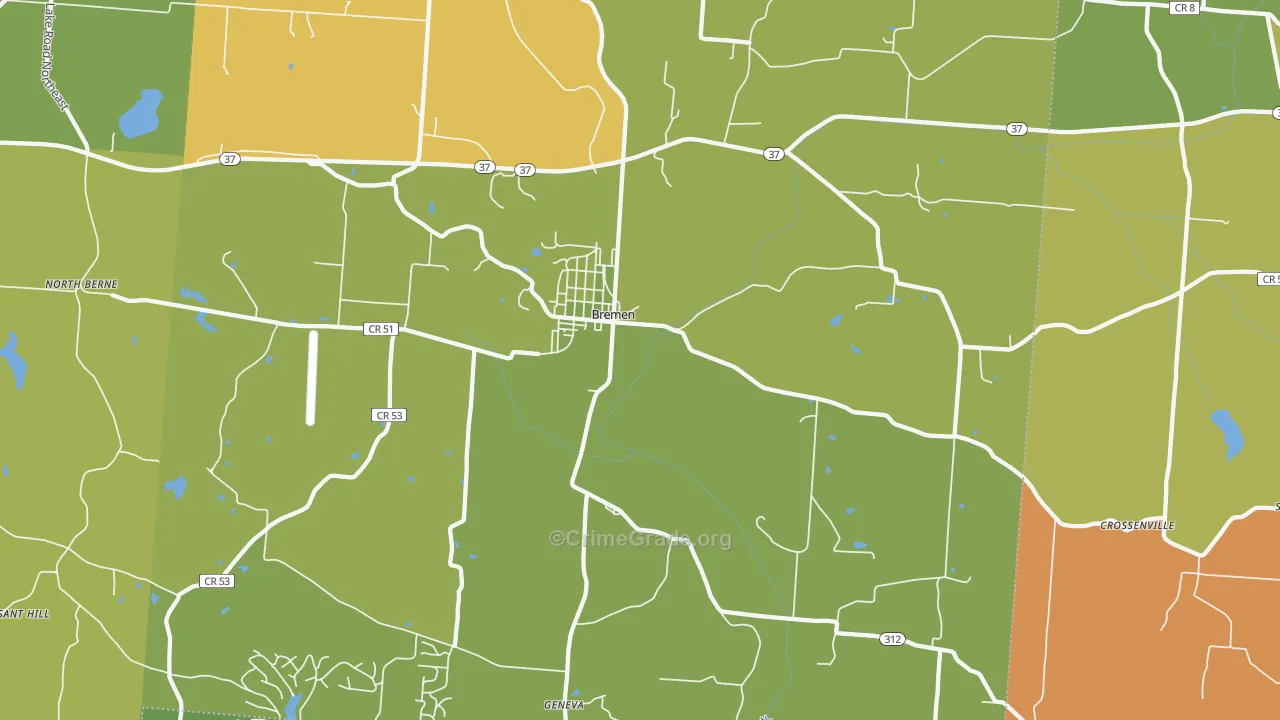 43107, OH Map of Theft Rates