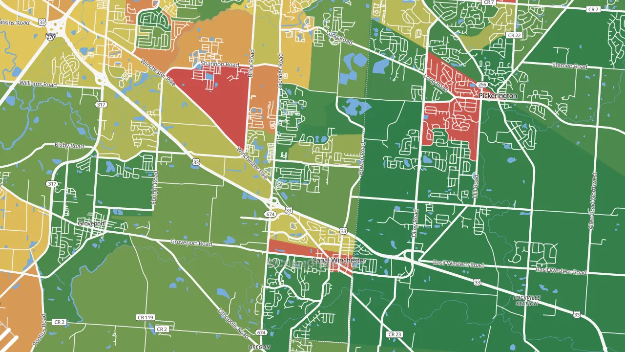 43110, OH Map of Theft Rates