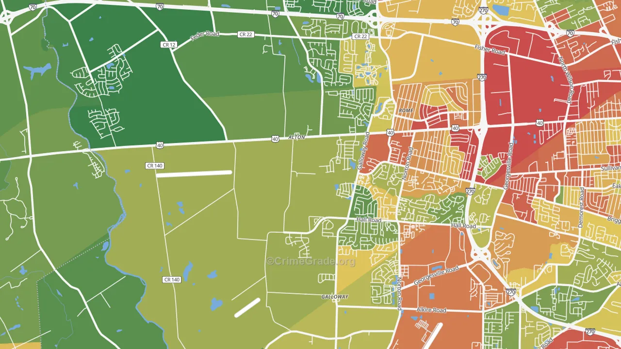 43119, OH Map of Theft Rates