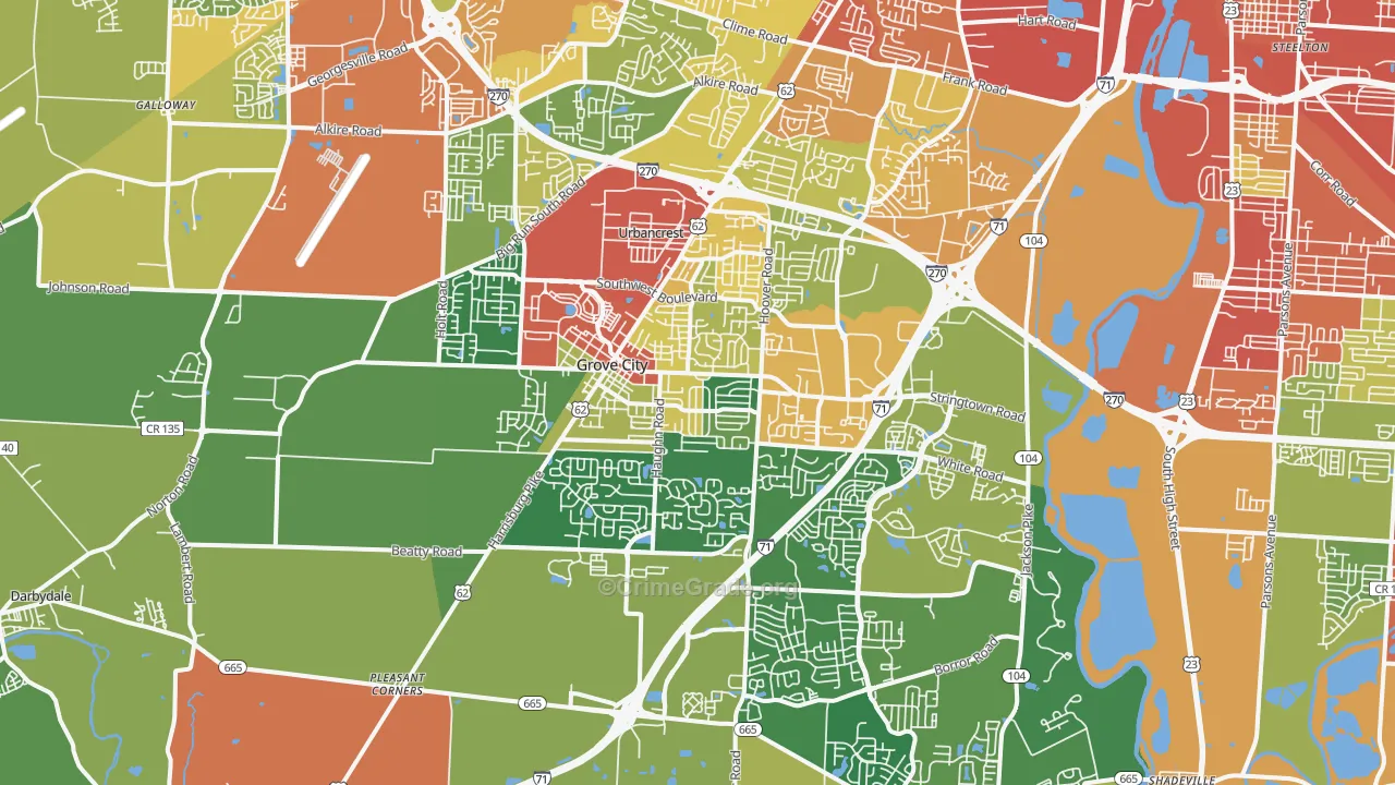 43123, OH Map of Theft Rates