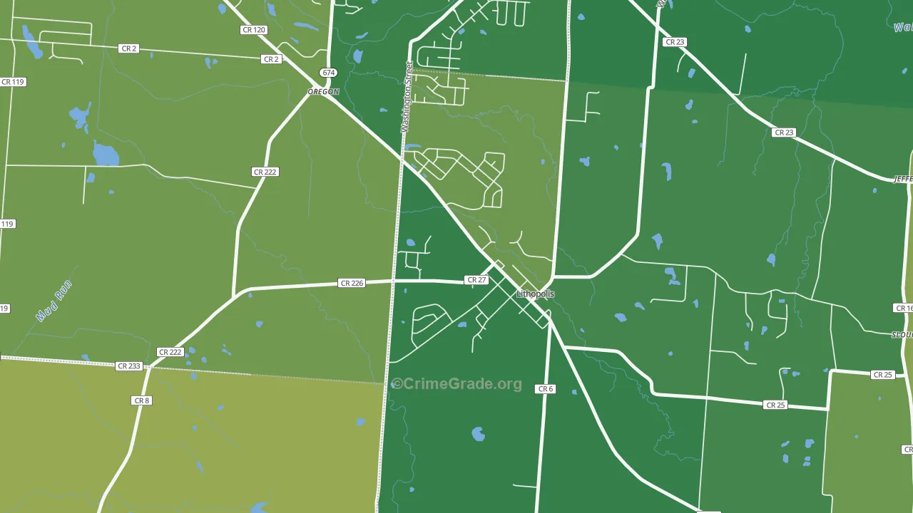 43136, OH Map of Theft Rates