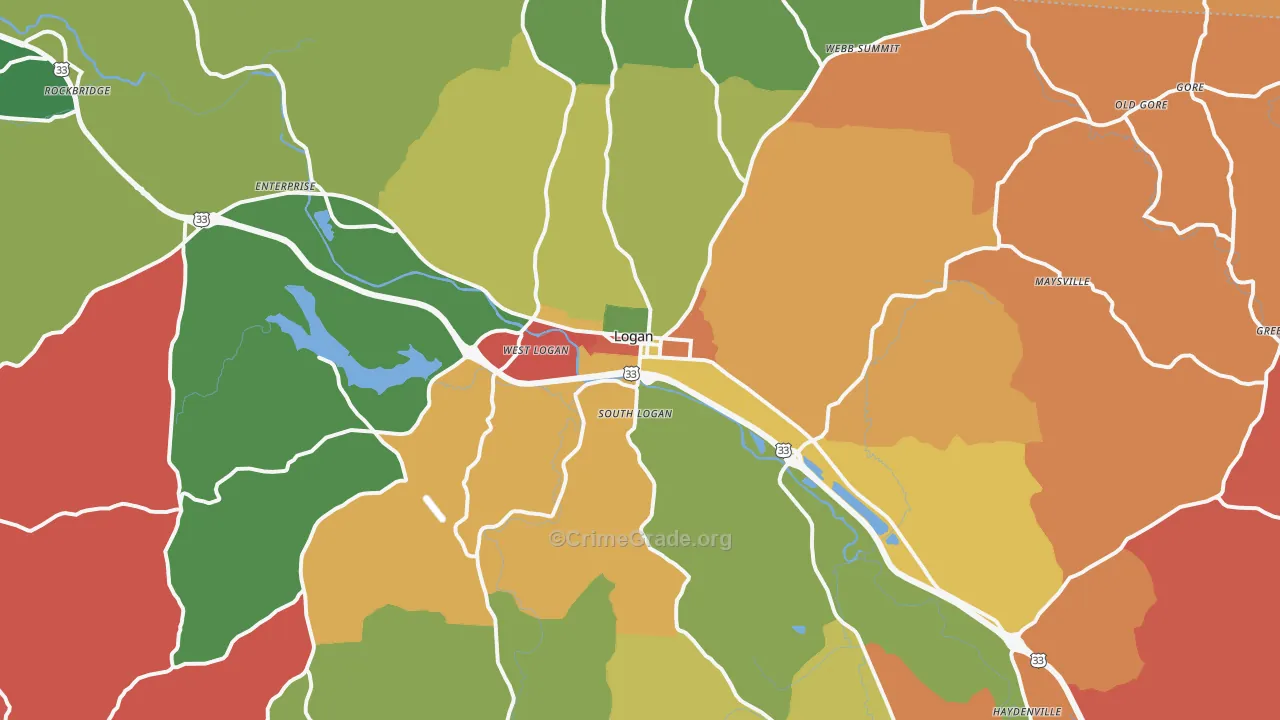 43138, OH Map of Theft Rates
