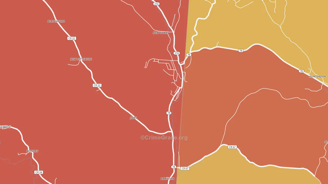 43144, OH Map of Theft Rates
