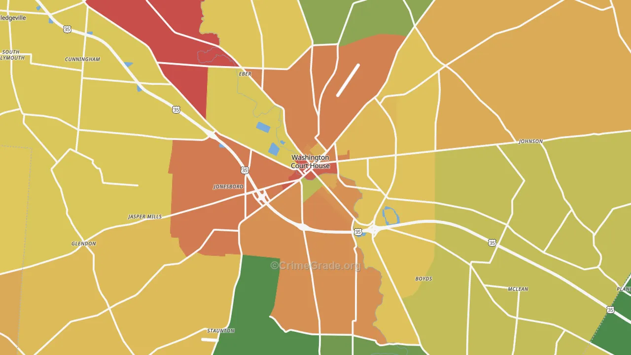 43160, OH Map of Theft Rates