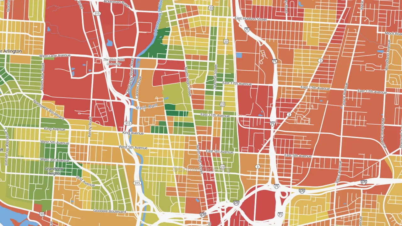43201, OH Map of Theft Rates