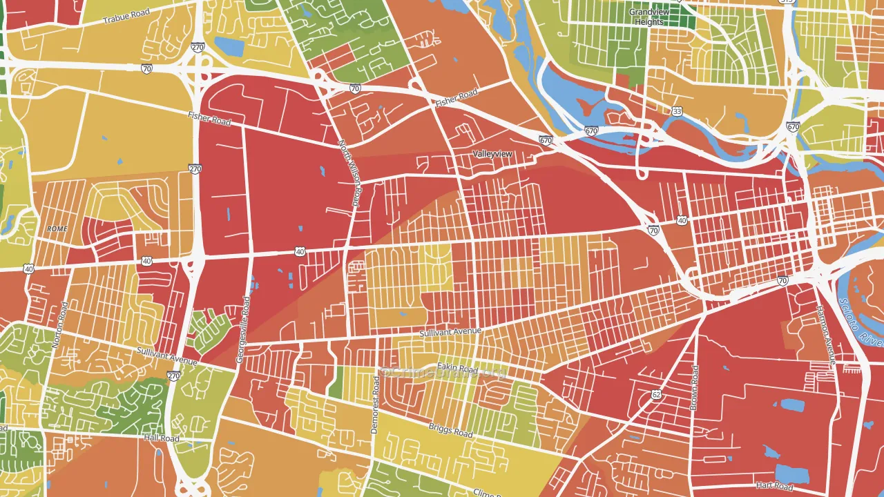 43204, OH Map of Theft Rates