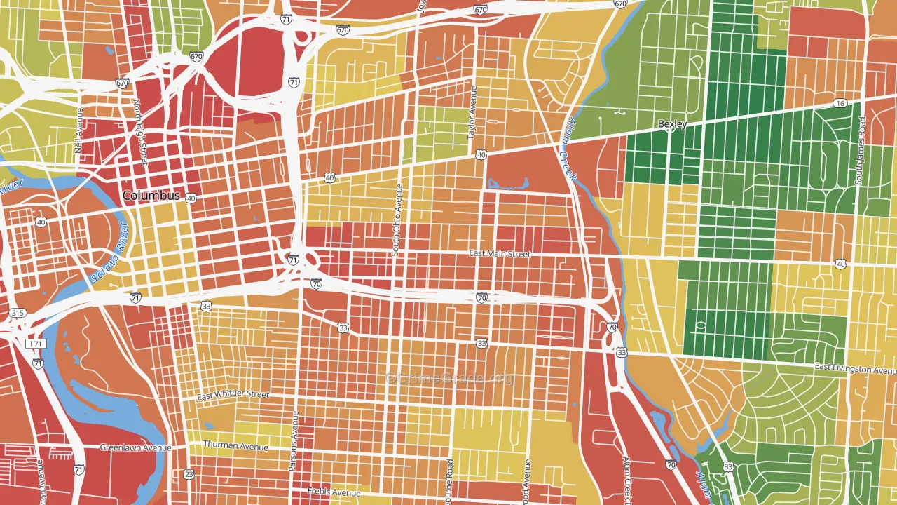43205, OH Map of Theft Rates