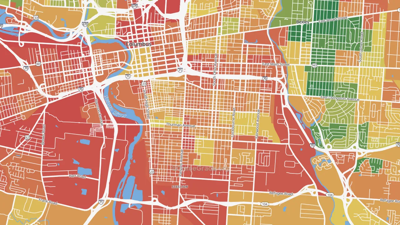 43206, OH Map of Theft Rates