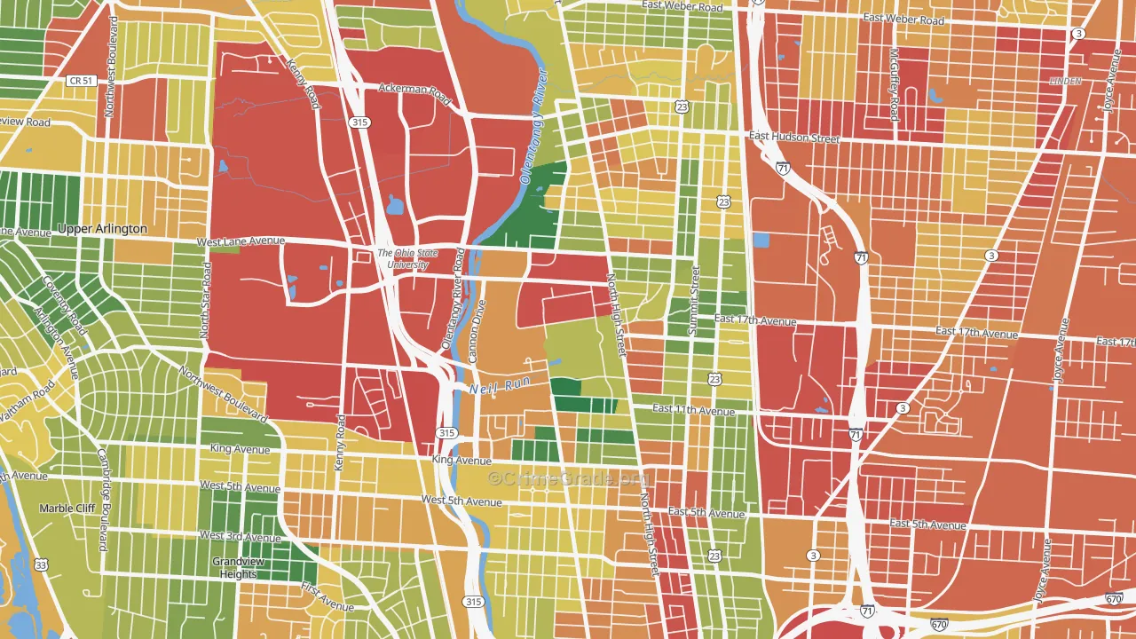 43210, OH Map of Theft Rates