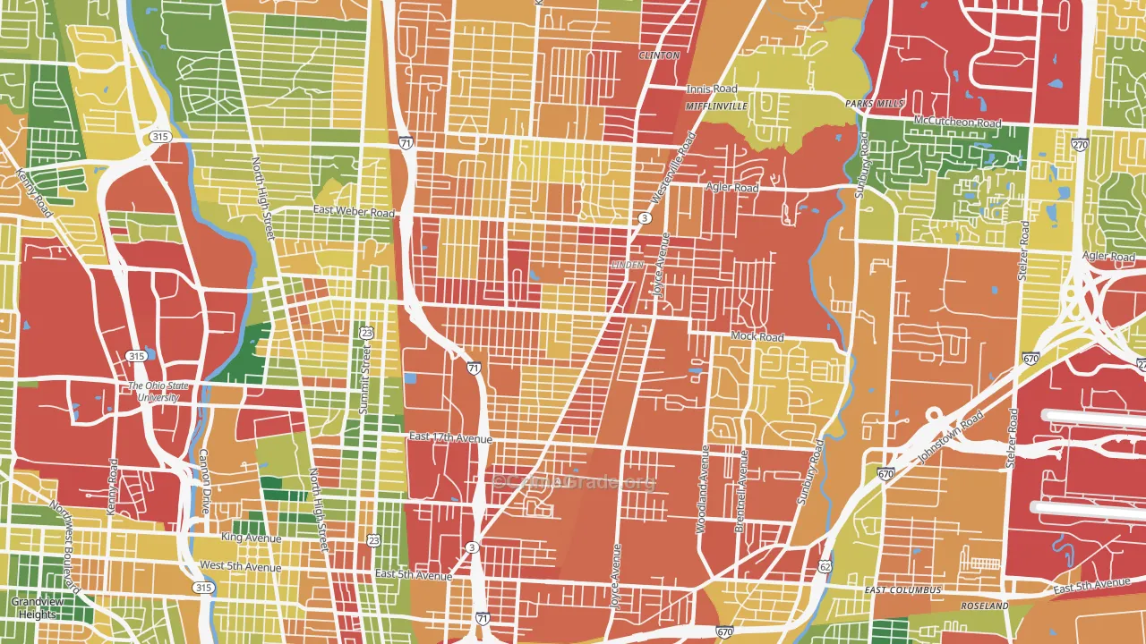 43211, OH Map of Theft Rates