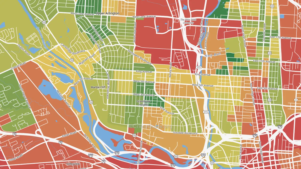 43212, OH Map of Theft Rates