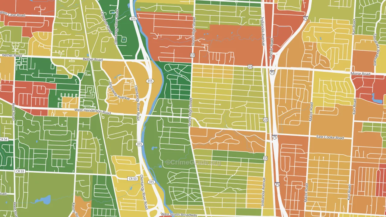 43214, OH Map of Theft Rates