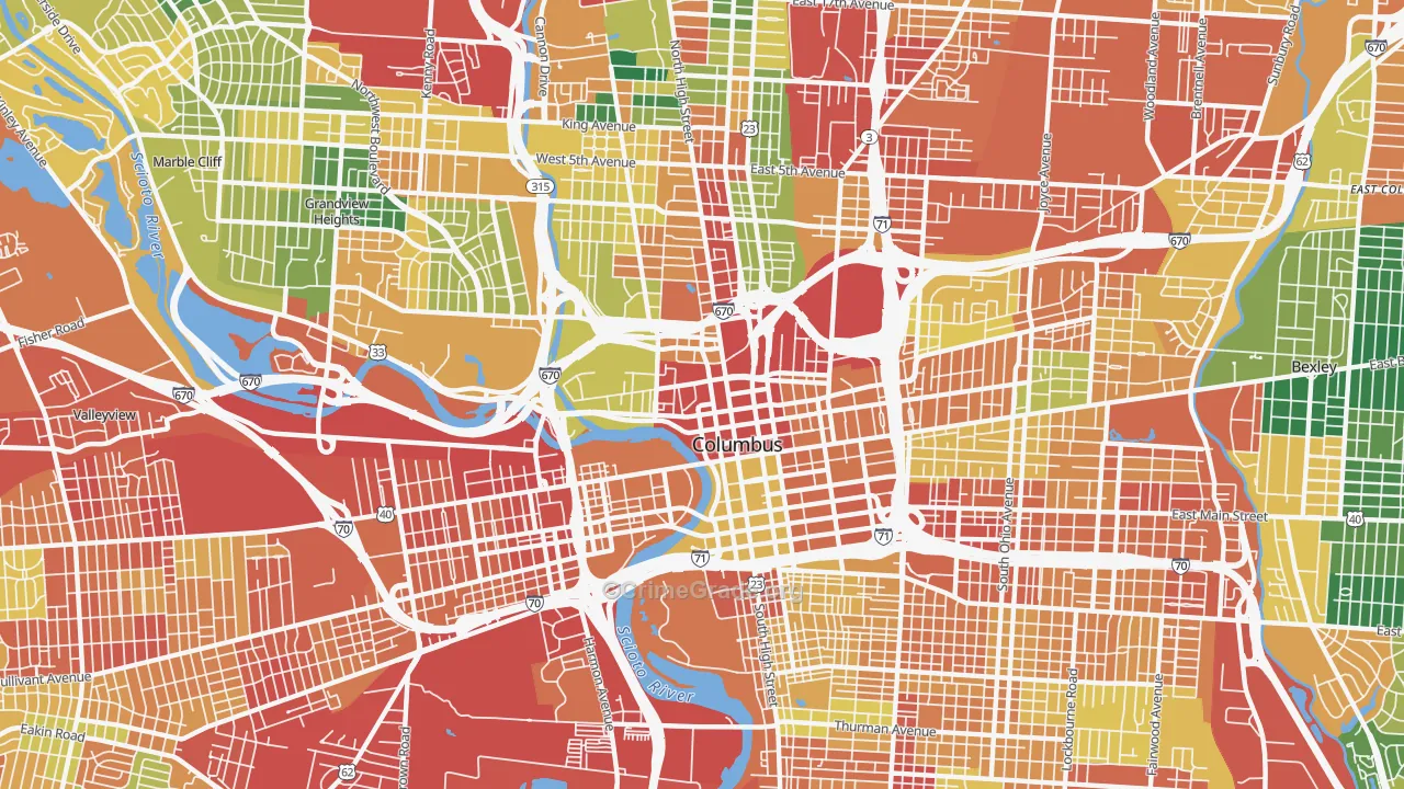 43215, OH Map of Theft Rates