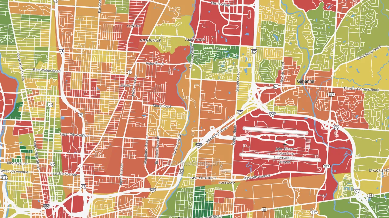 43219, OH Map of Theft Rates