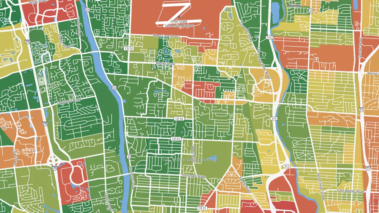 43220, OH Map of Theft Rates