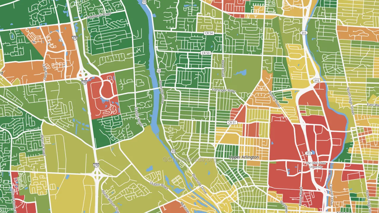 43221, OH Map of Theft Rates
