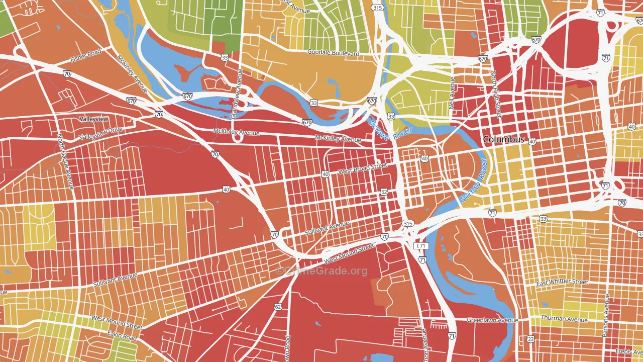 43222, OH Map of Theft Rates