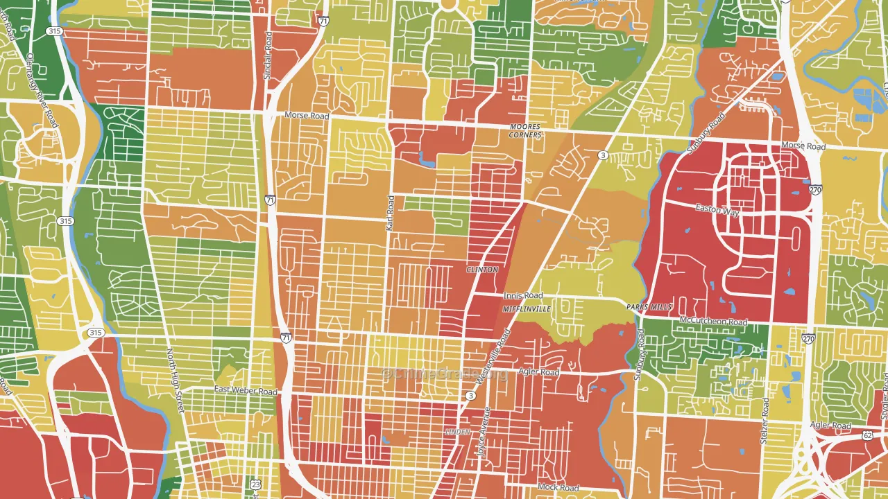 43224, OH Map of Theft Rates