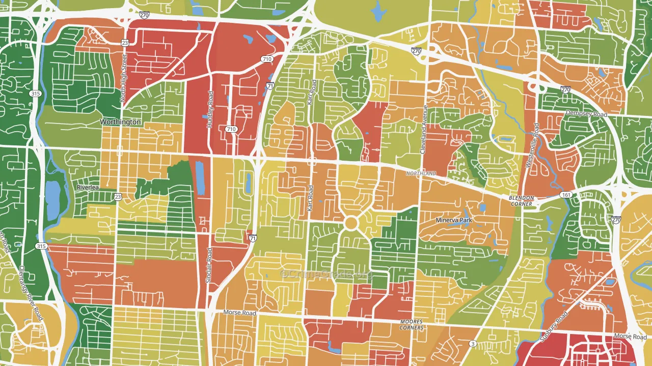43229, OH Map of Theft Rates