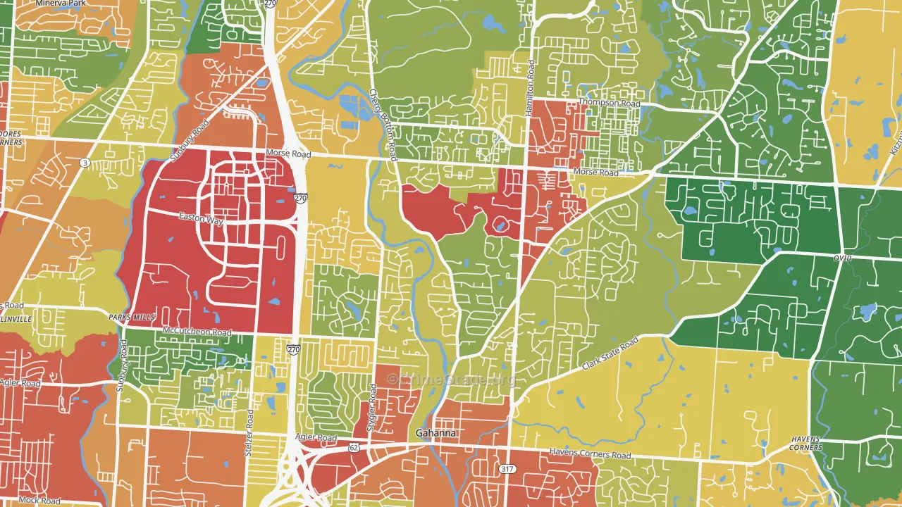 43230, OH Map of Theft Rates