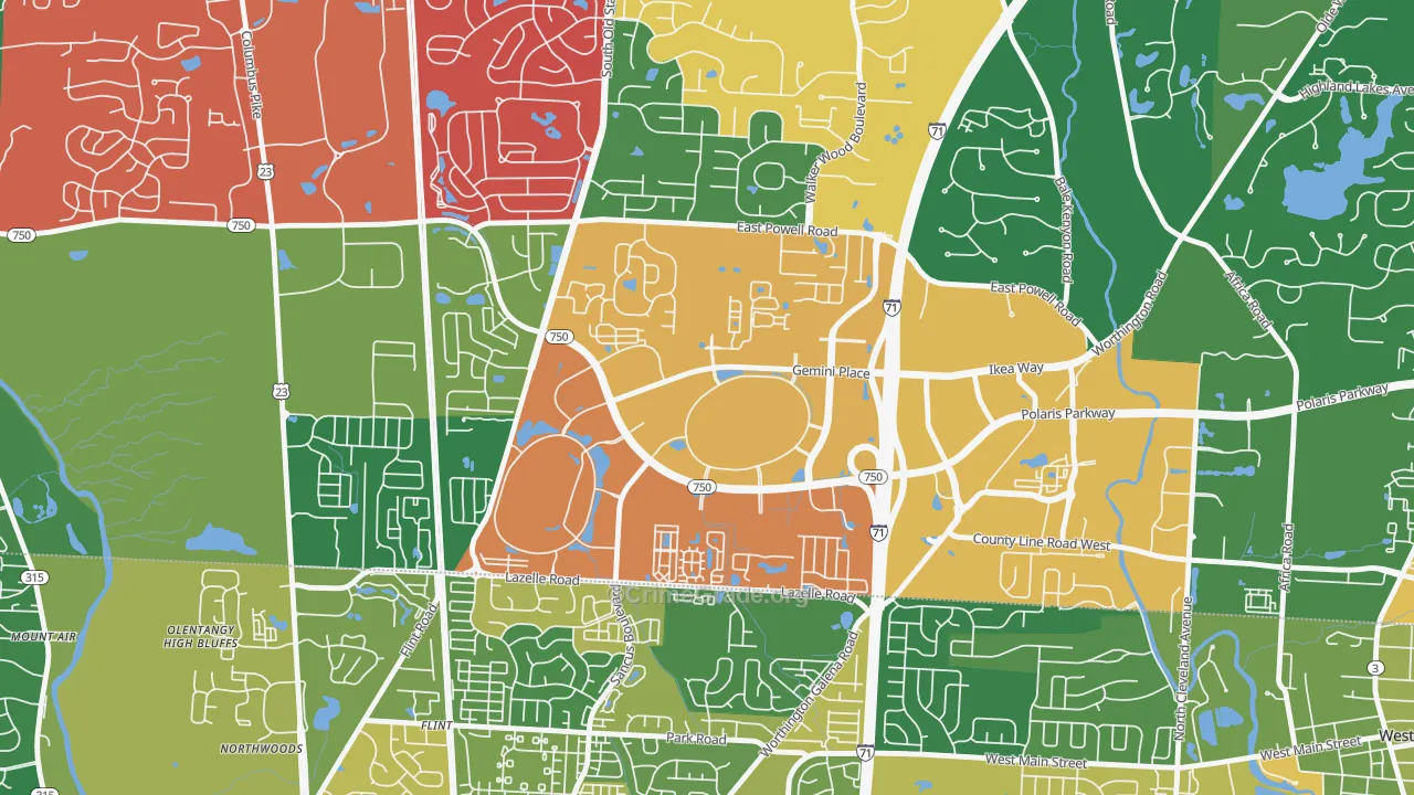 43240, OH Map of Theft Rates