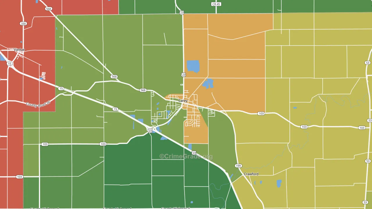 43316, OH Map of Theft Rates