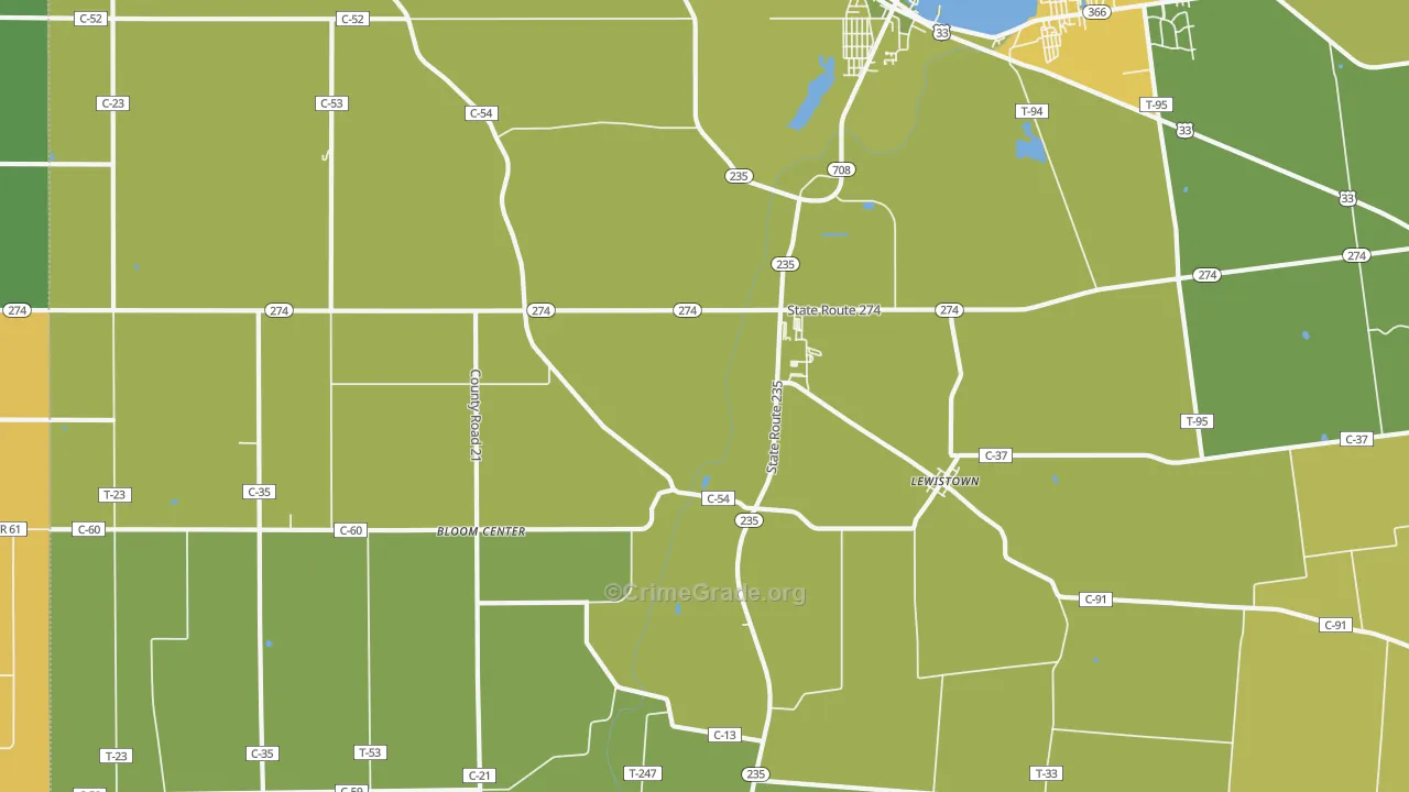 43333, OH Map of Theft Rates
