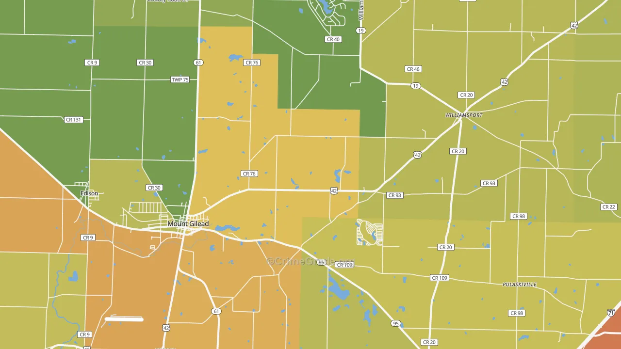 43338, OH Map of Theft Rates