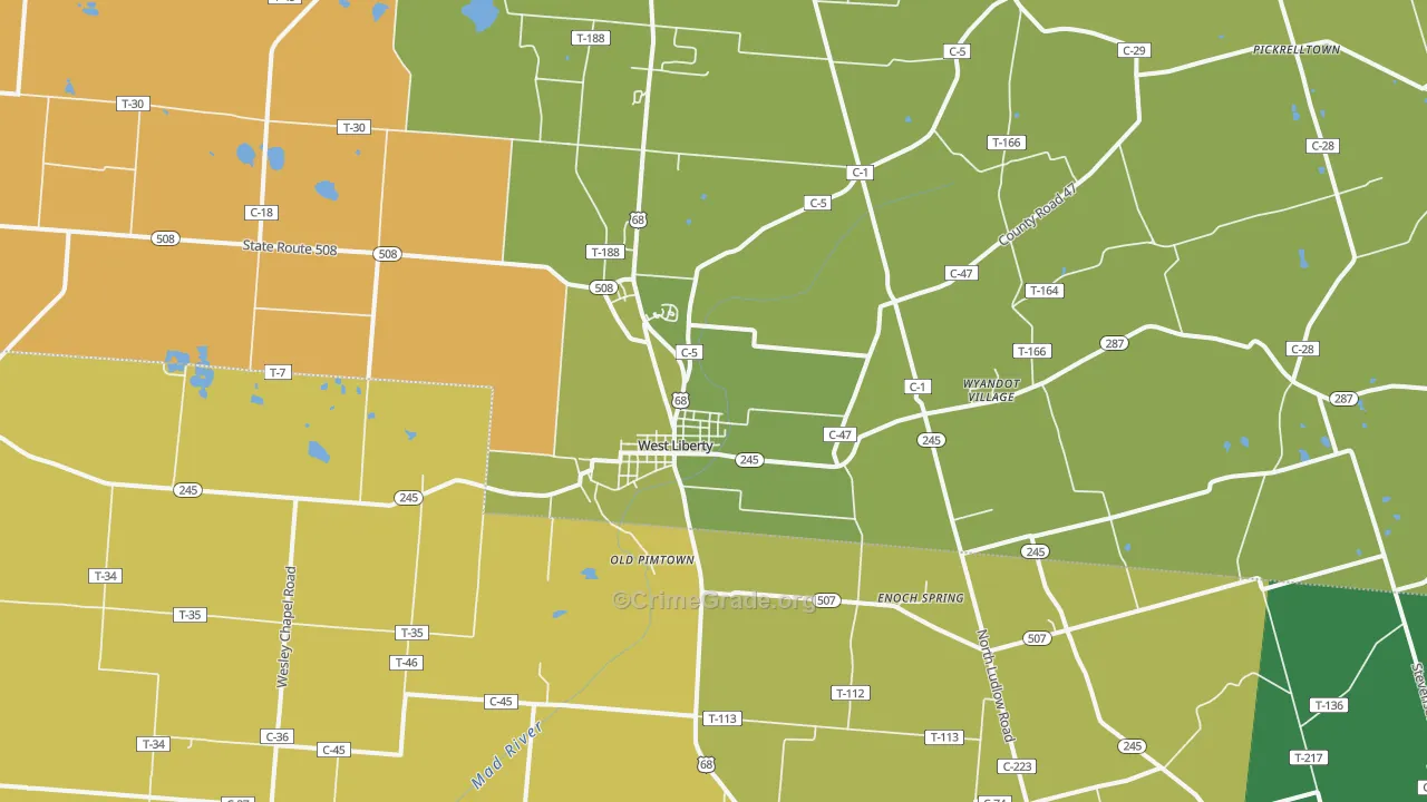43357, OH Map of Theft Rates