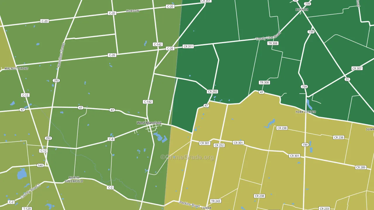 43358, OH Map of Theft Rates