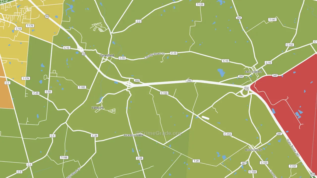43360, OH Map of Theft Rates