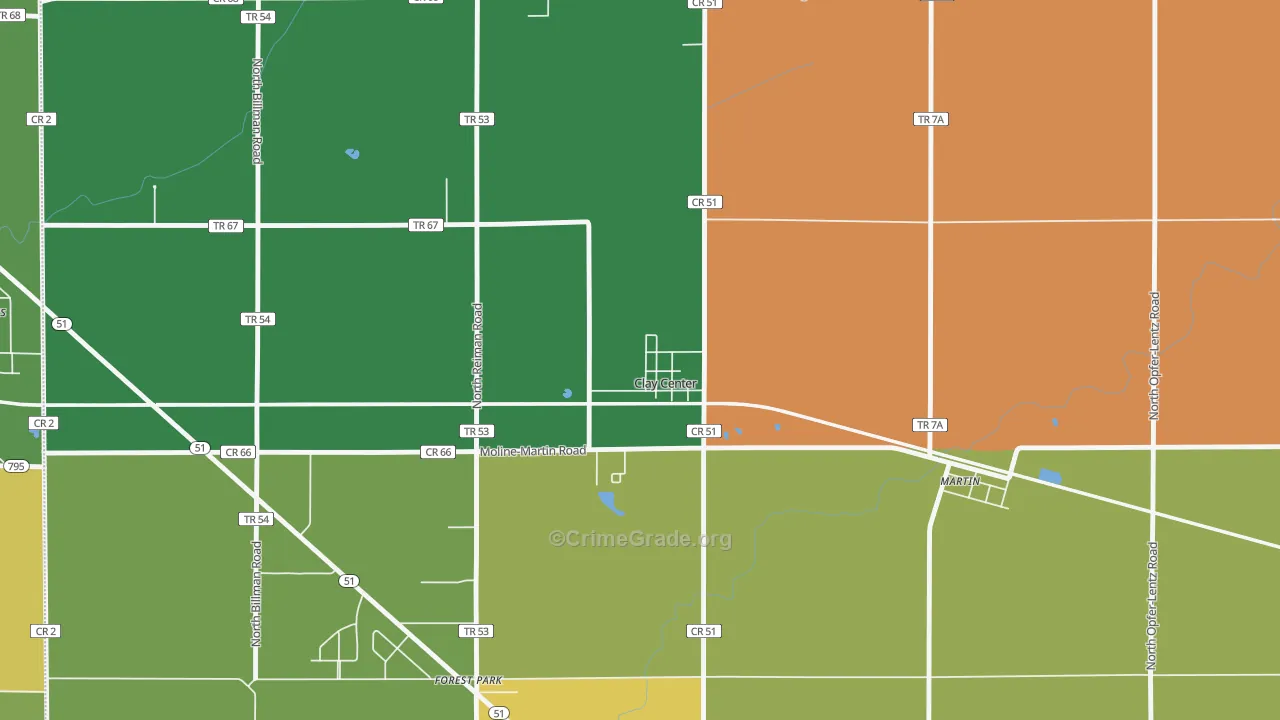 43408, OH Map of Theft Rates