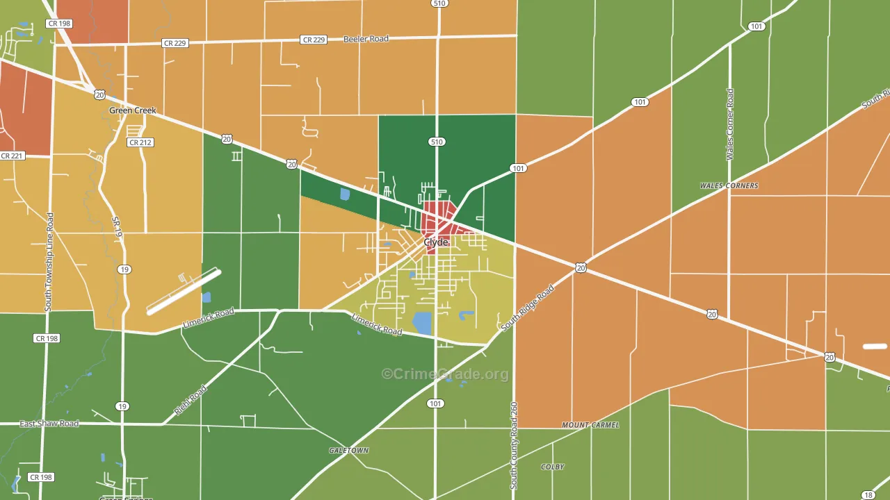 43410, OH Map of Theft Rates