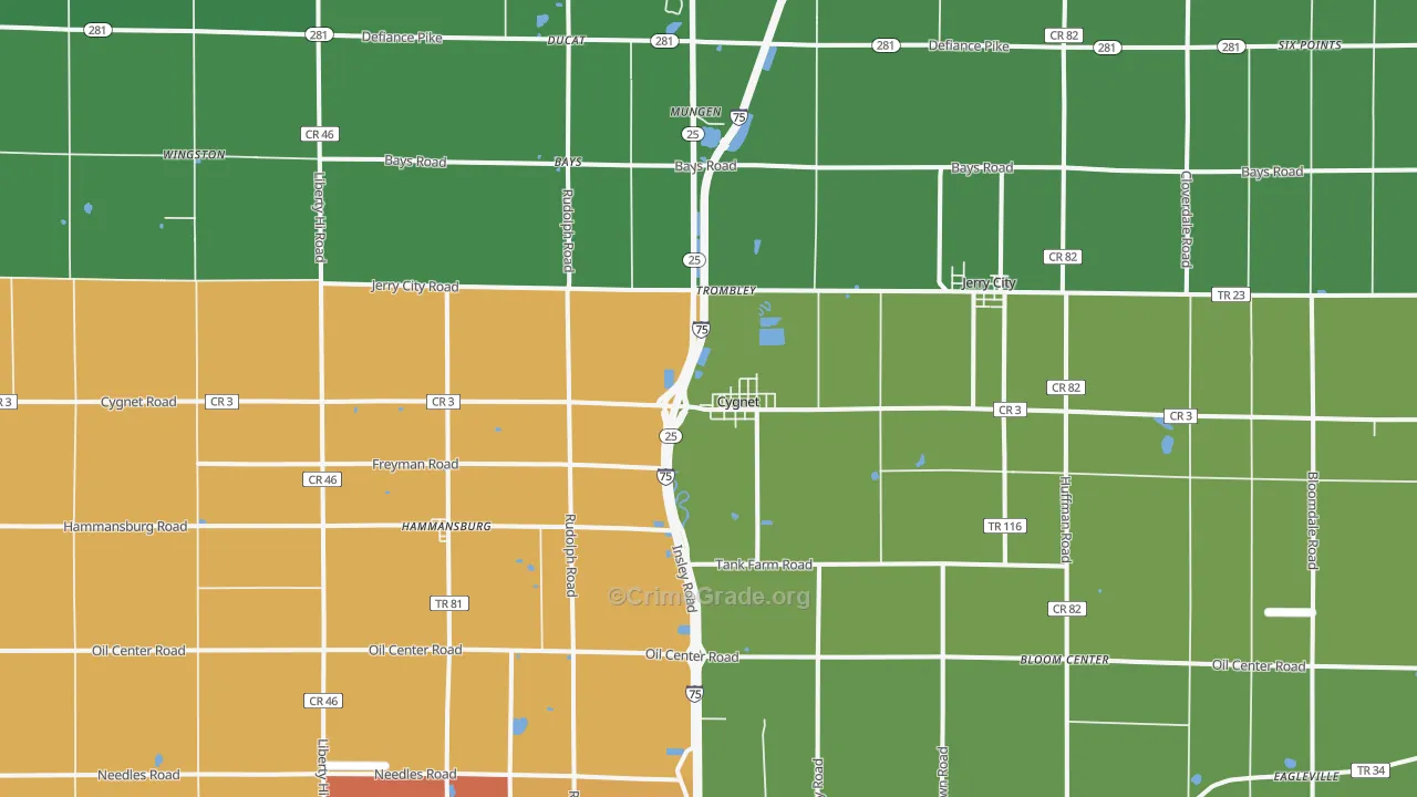 43413, OH Map of Theft Rates