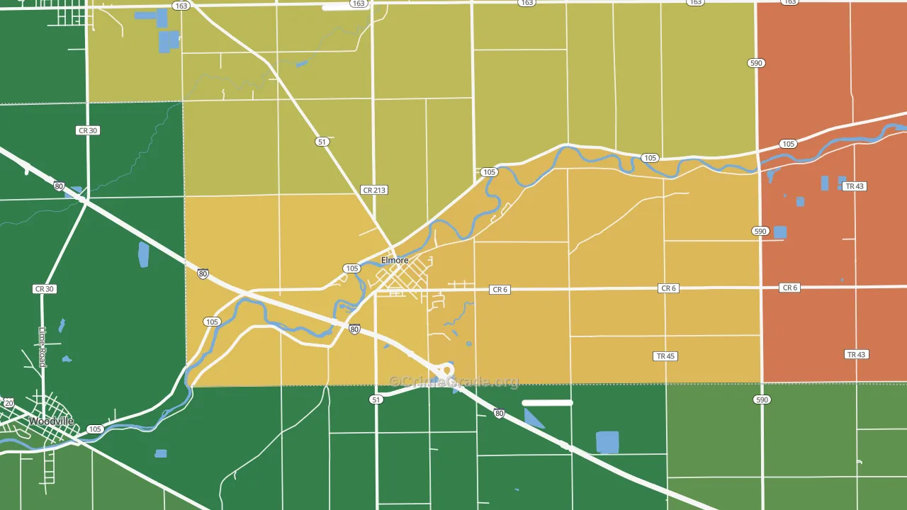 43416, OH Map of Theft Rates