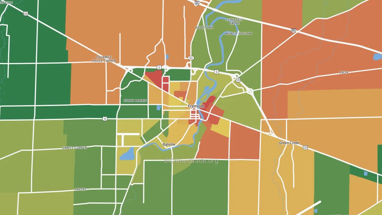 43420, OH Map of Theft Rates