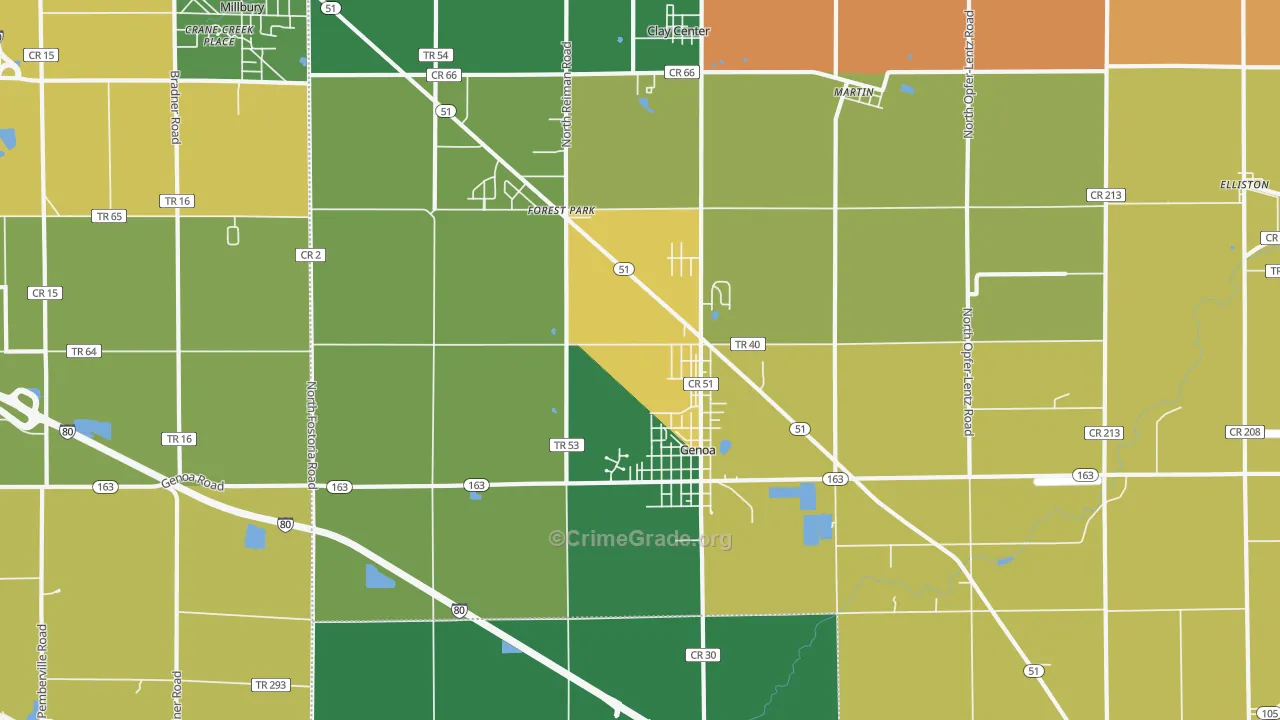 43430, OH Map of Theft Rates