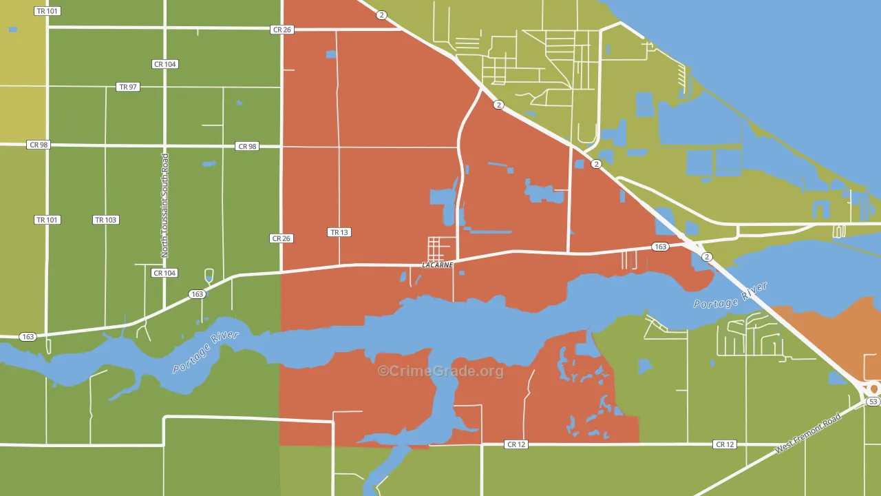 43439, OH Map of Theft Rates