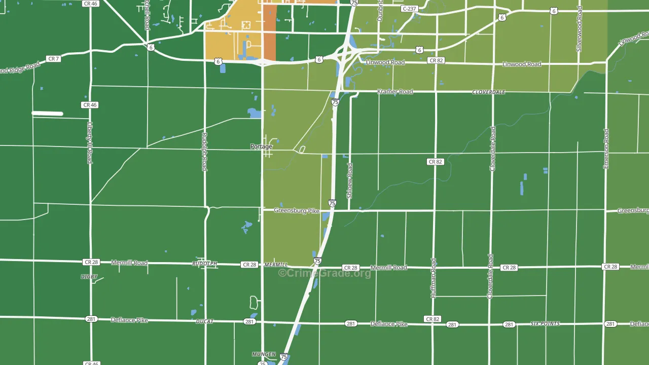 43451, OH Map of Theft Rates