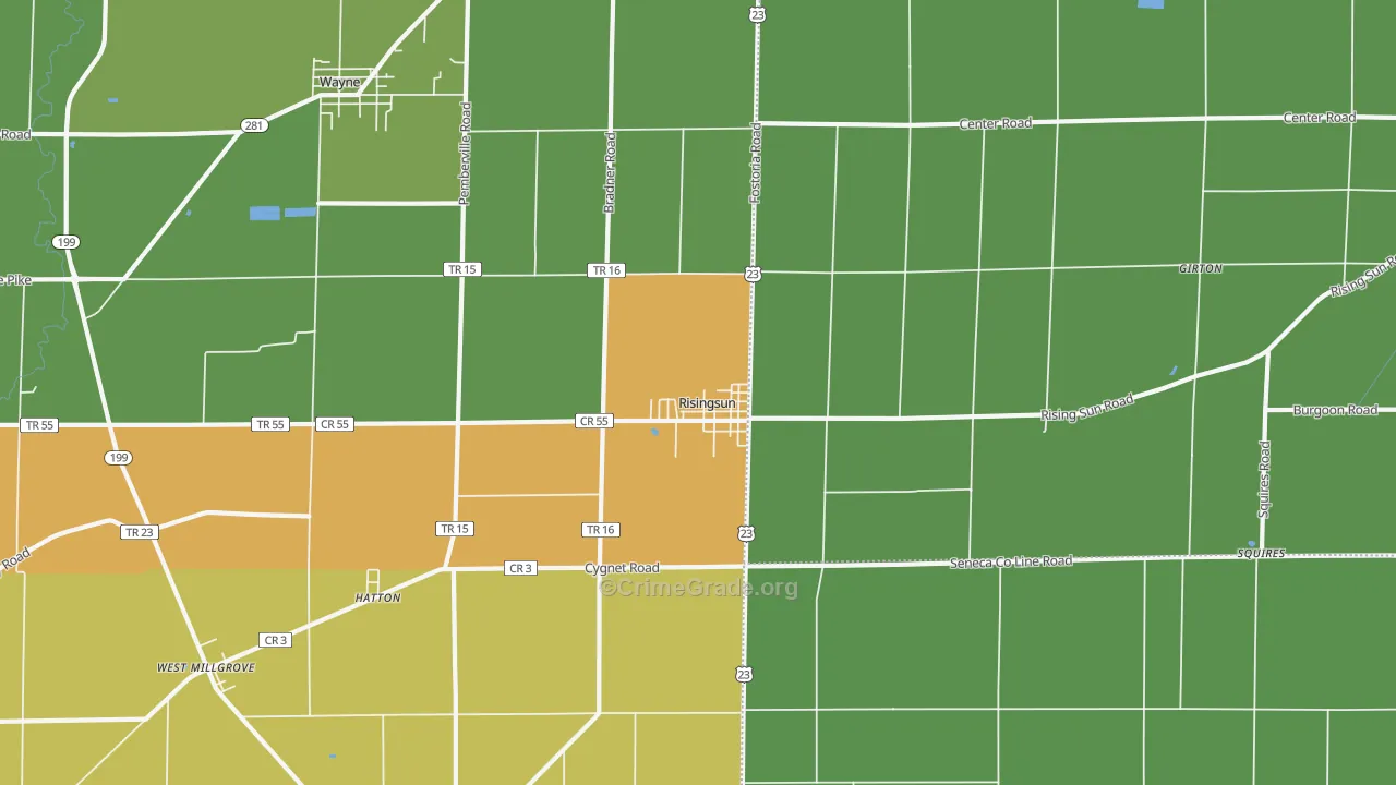 43457, OH Map of Theft Rates