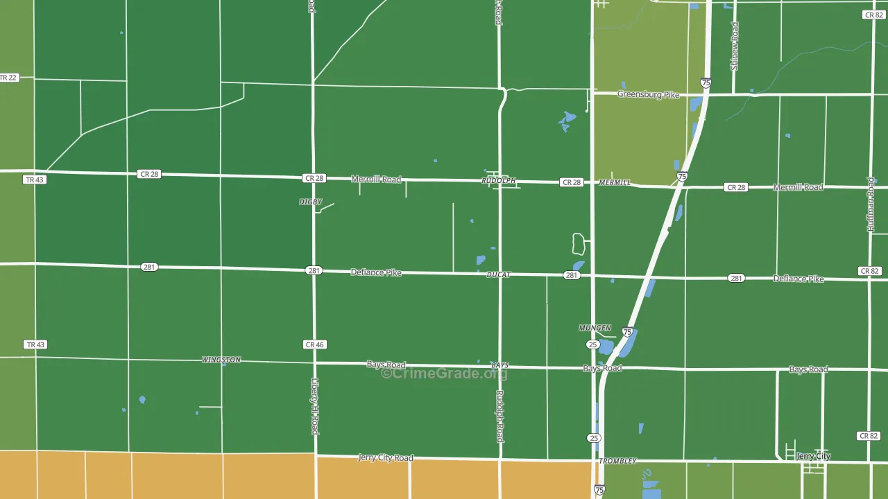 43462, OH Map of Theft Rates