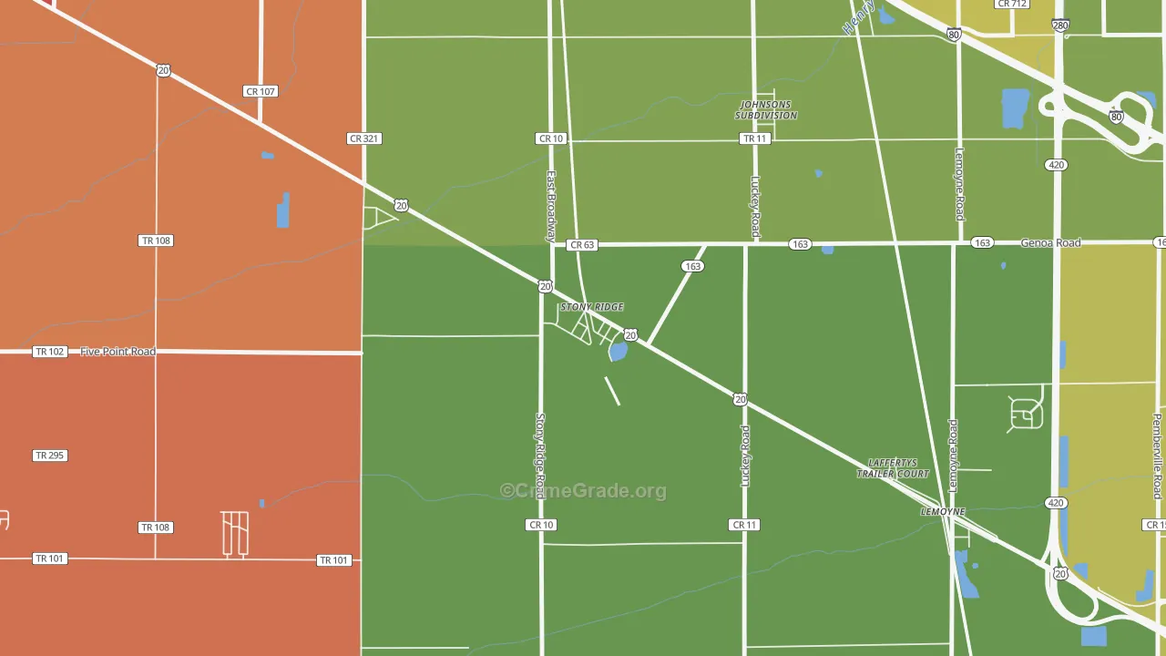 43463, OH Map of Theft Rates