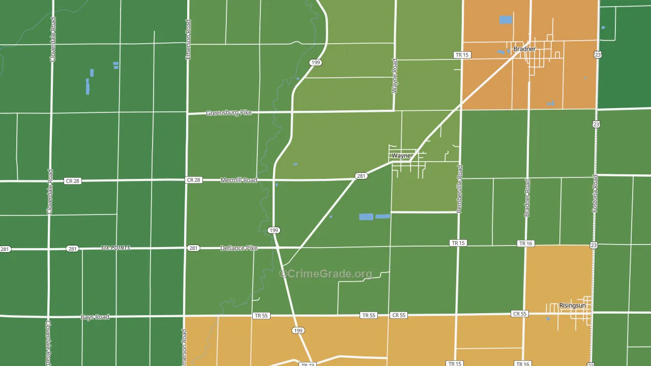 43466, OH Map of Theft Rates