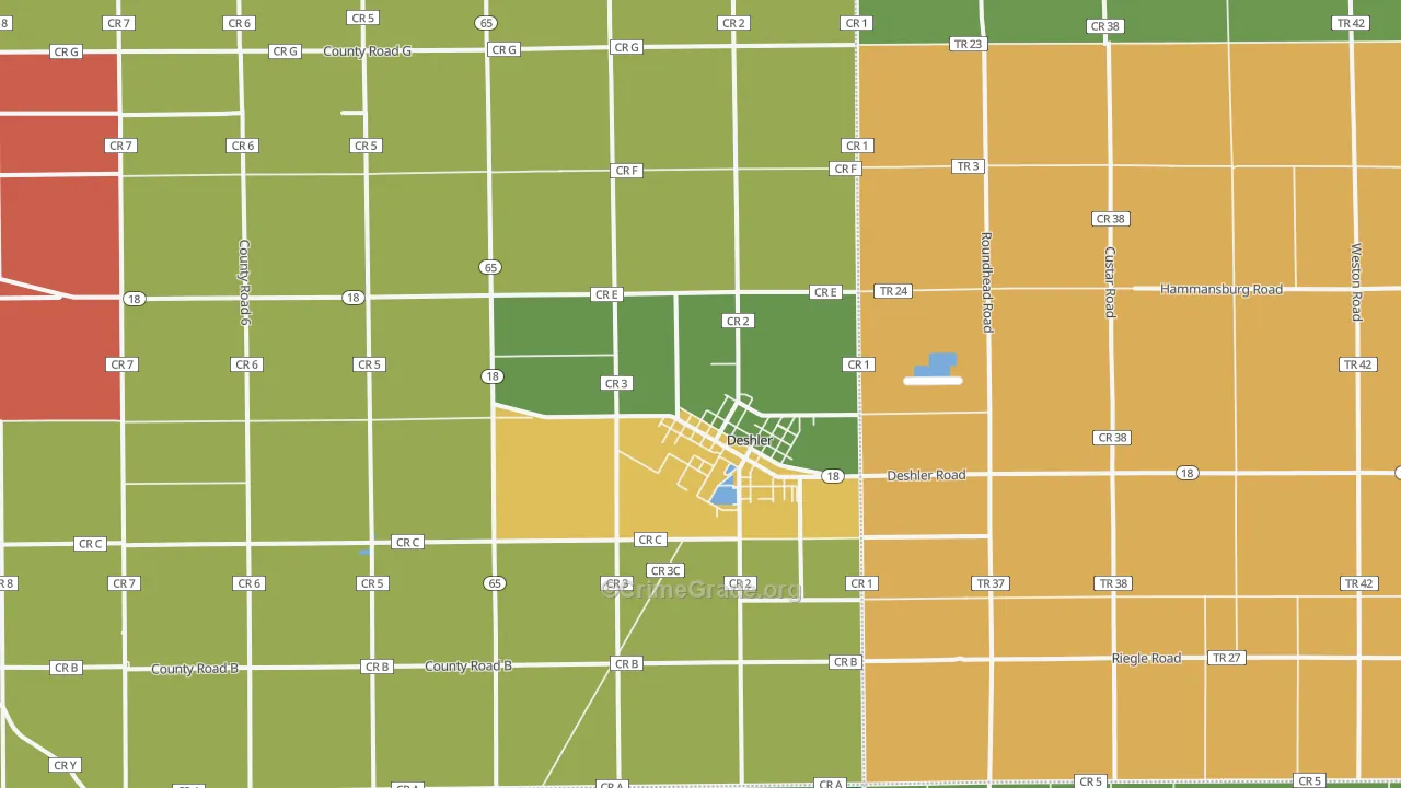 43516, OH Map of Theft Rates