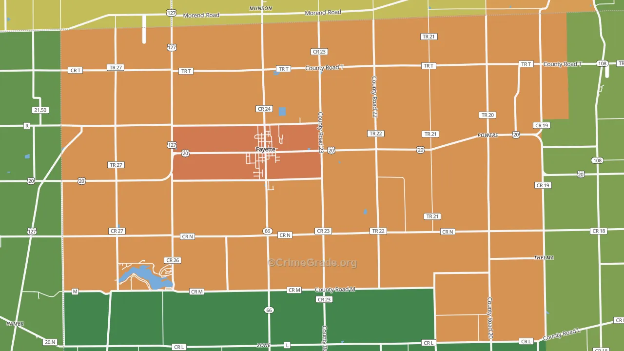 43521, OH Map of Theft Rates